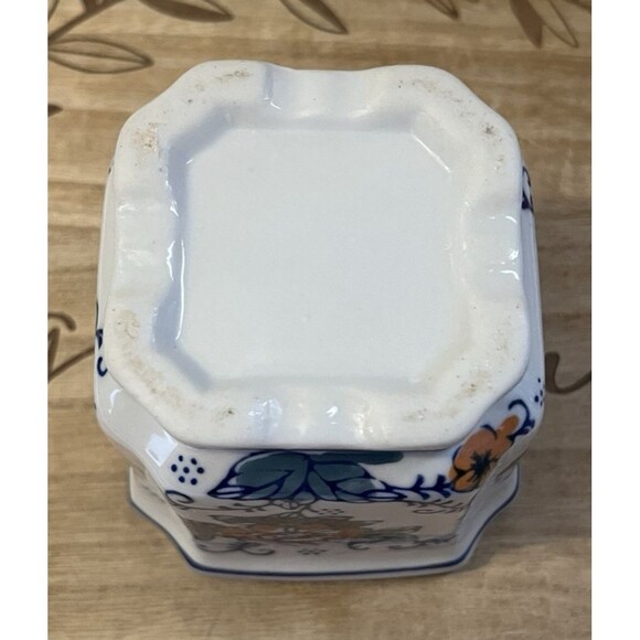 Vintage Chinoiserie Floral Butterflies Ceramic Hand Painted 4" Indoor Planter - Picture 12 of 12